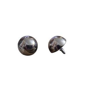 Half Ball Earrings Polish Finish Silver Tone Studs Push Back - Forever 21 - New